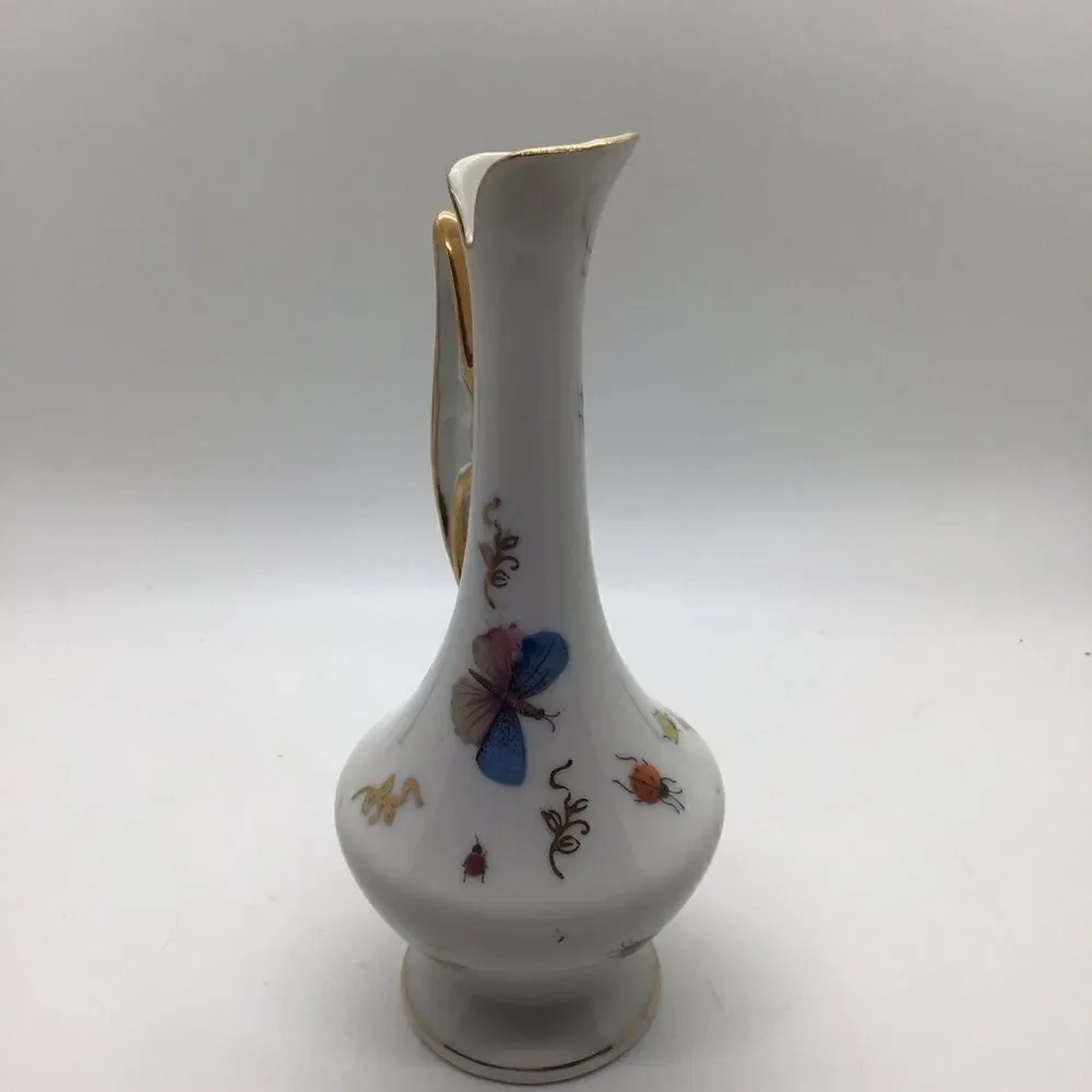 Vintage Lenwile Ardalt Handpainted butterfly and bug ewer vase.